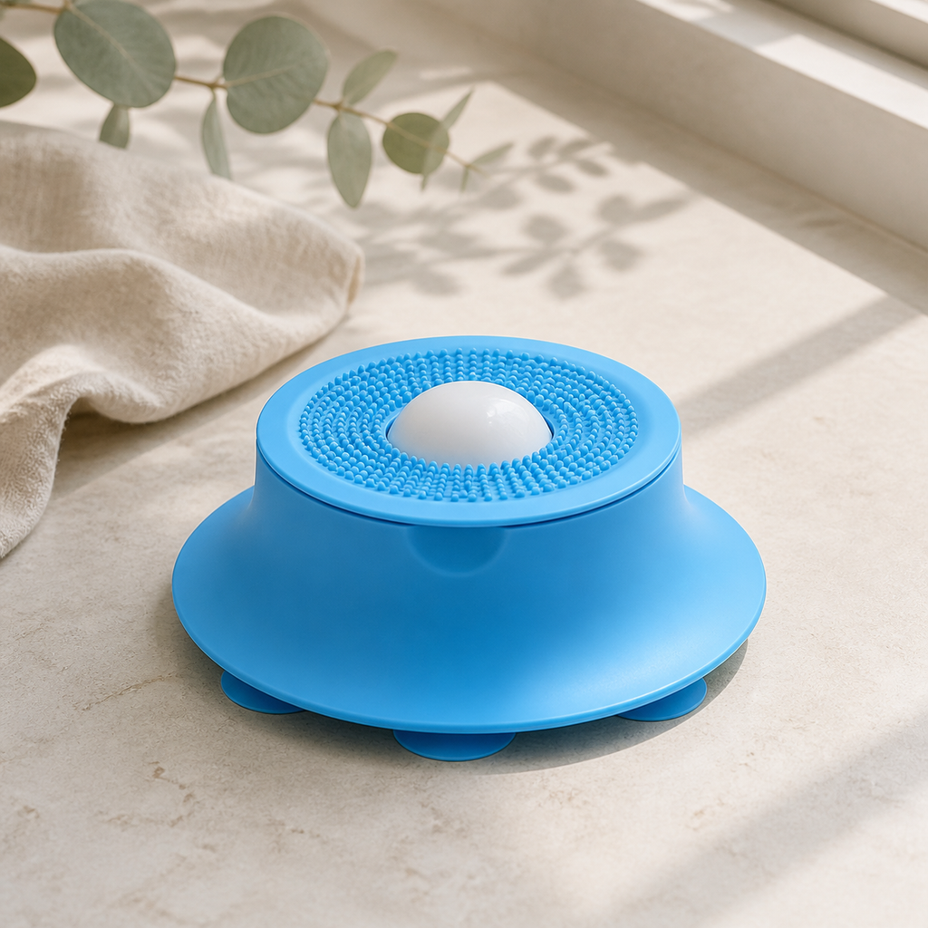 Tapis de léchage pour chien à ventouses – mise en scène naturelle