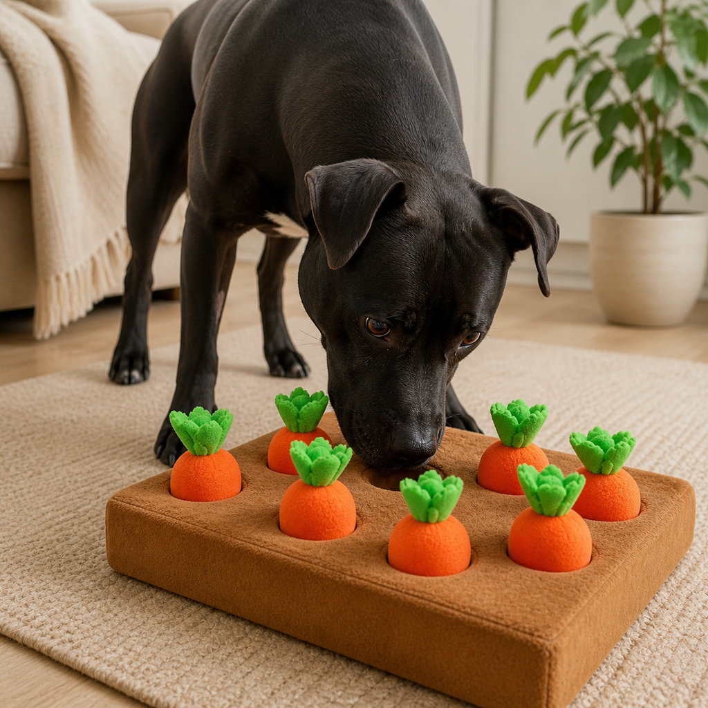 Pam utilise le tapis de fouille aux neuf carottes